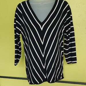 Talbots Navy and White Striped Sweater